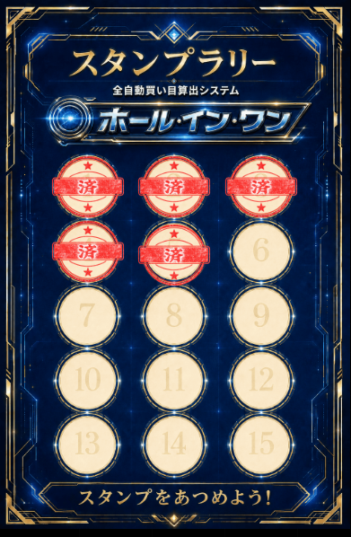 本日のスタンプが押されたスタンプカード