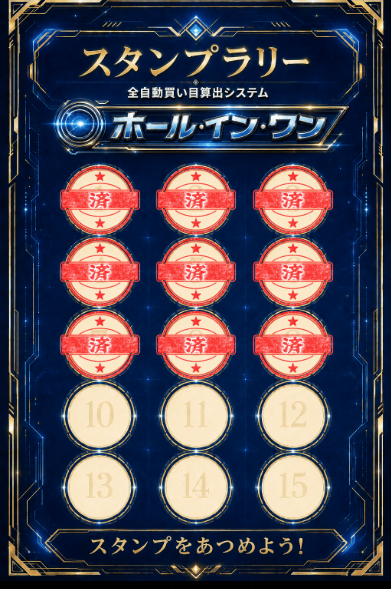 本日のスタンプが押されたスタンプカード